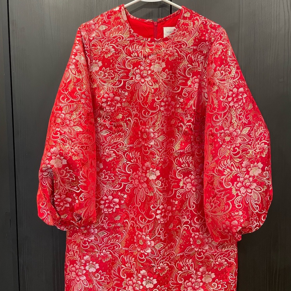 Red Floral Long Sleeve Dress
